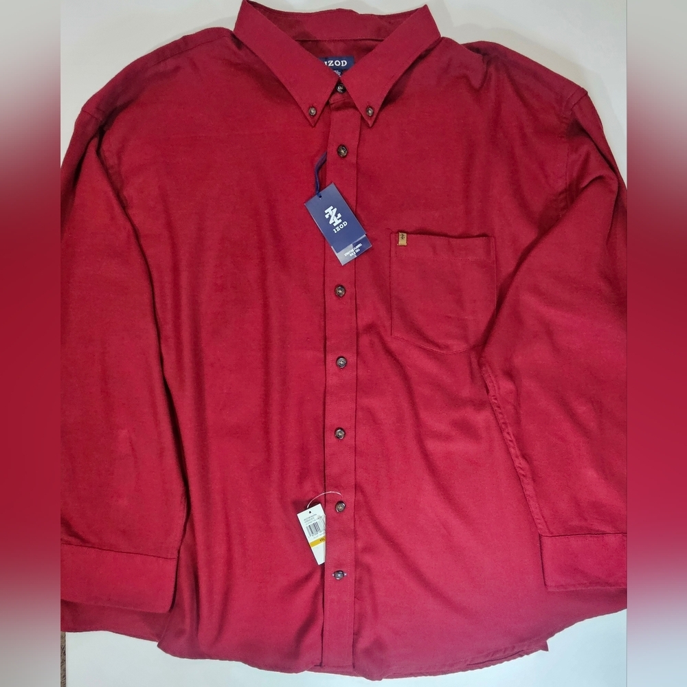 Izod Men's Red Casual Button Down Shirt